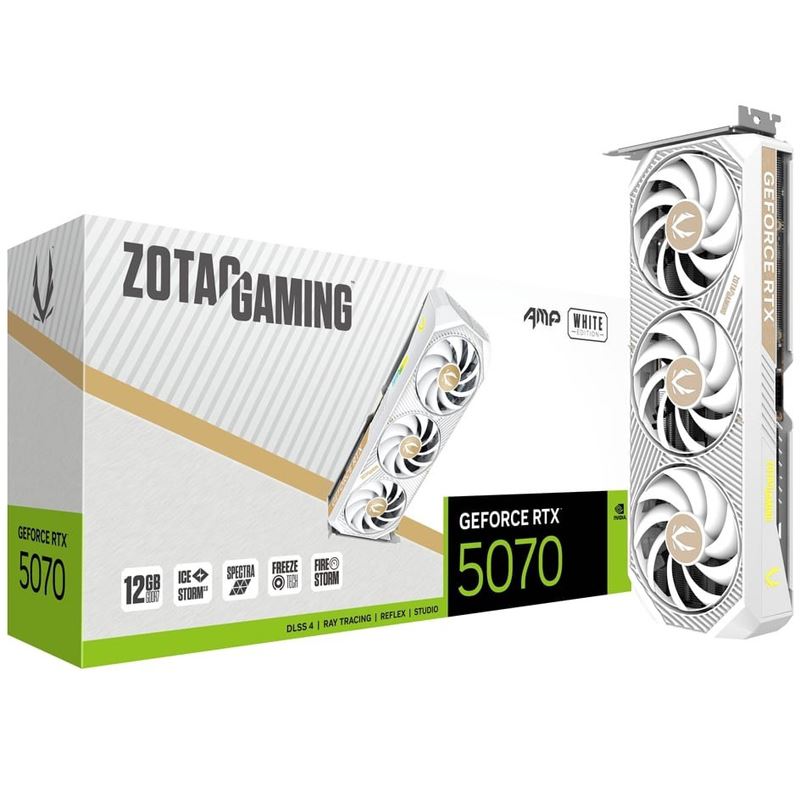12GB ZOTAC GeForce RTX 5070 AMP White Edition Aktiv PCIe 5.0 x16 (Retail)