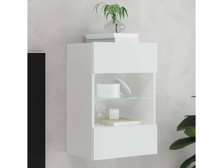 Meuble TV Mural avec Lumières LED Armoire de Télévision Suspendue avec Étagère Meuble Télé Flottant Salon Moderne 837078
