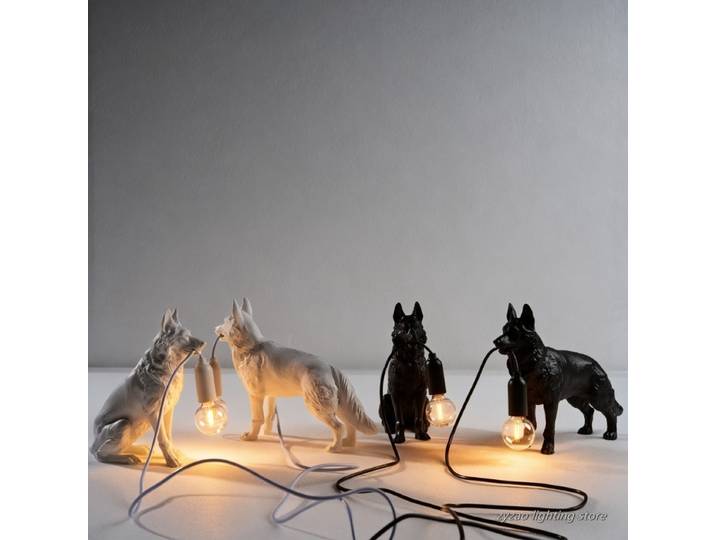 Lampadaire Animal berger allemand, décoration intérieure en résine, lampe de Table pour petit chien, artisanat créatif, lampe de décoration de Table pour chien et loup