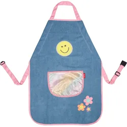 BRUNNEN Mädchen Kinder Malschürze Happy Hippie blau Einheitsgröße