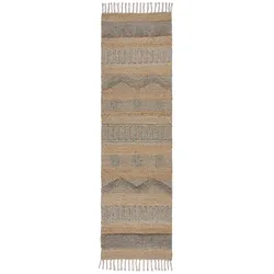 Teppich-Läufer Hoch-Tief WHARFE Streifen Struktur Jute 60x230 cm Braun-Grau Flurläufer Küchenläufer Boho natürlich farbecht | Kadima Design