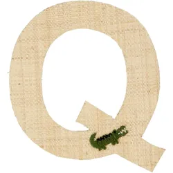 RICE Raffia Buchstaben Sticker, Q, Krokodil