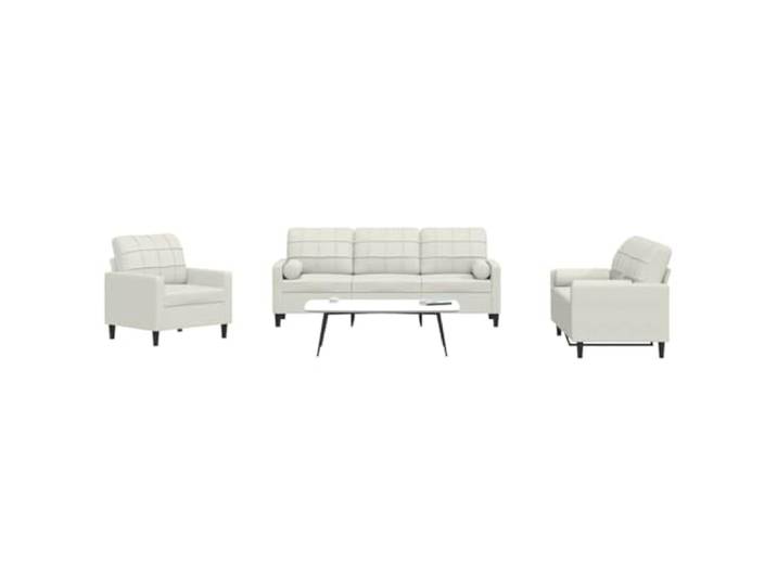 YUTAASU 3-TLG. Sofagarnitur Creme Samt mit Kissen Metallgestell, Dick gepolstert, Modernes Design, Mit Nackenrollen