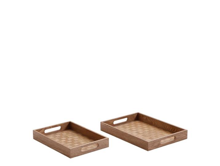 Set de 2 plateaux décoratifs rectangulaires marron l40
