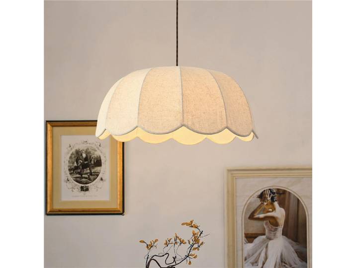 Lampe suspendue en tissu, abat-jour ondulé nordique, lampe suspendue pour salon, salle à manger, chambre à coucher, lustre, décoration intérieure, luminaires