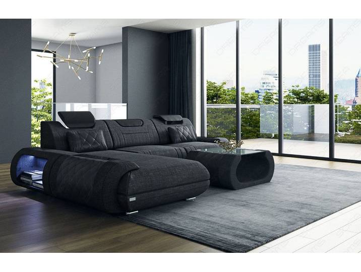 Couch Rimini L-Form in Stoff
