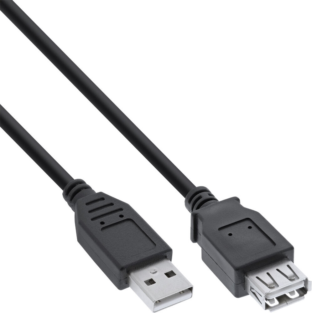 InLine USB A naar USB A kabel, USB 2.0, 2 meter, zwart