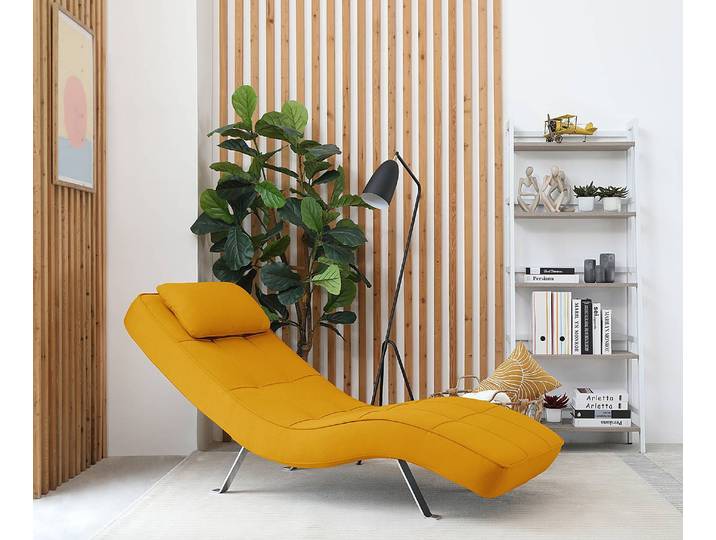 Relaxliege Long Island Gelb/Senfgelb Stoff Zahira 70 x 80 x 170cm