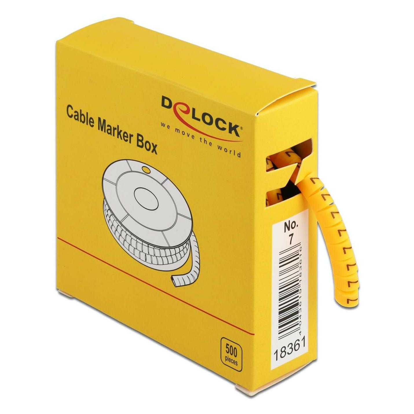 Delock Kabelmarker Box, Nr: 7, gelb, 500 Stück (18361)