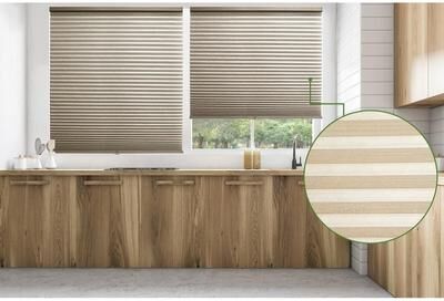 "BlindsAvenue Cellular Honeycomb Cordless Shade, 9/16"" Single Cell, Blackout, Designer Print Stone"