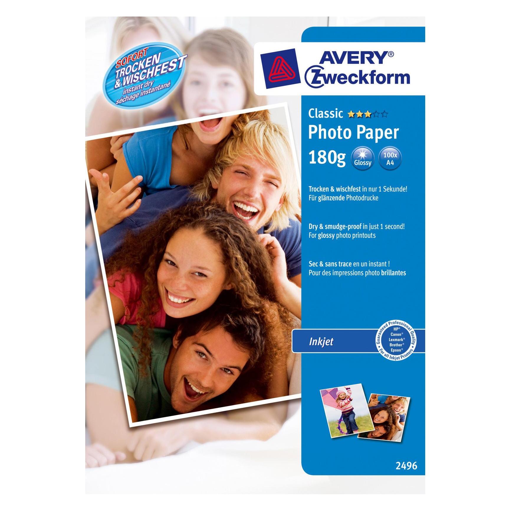 Avery Inkjet (180 g/m², A4, 100 Stk.) (2496)