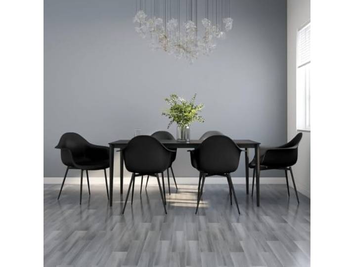 6 Pack Esszimmerstühle mit Metallbeinen, Polypropylen, Schwarz, 110kg Minimalistisch, ergonomische Rückenlehne, pflegeleichtes Polypropylen, robuste Metallbeine, moderne Küchenstühle