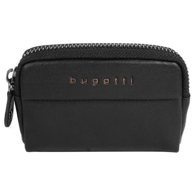 Schlüsseltasche BUGATTI "BUGATTI Herren NOME echt Leder", Damen, schwarz, Leder, leicht glänzend, unifarben, Kleinlederwaren, echt Leder