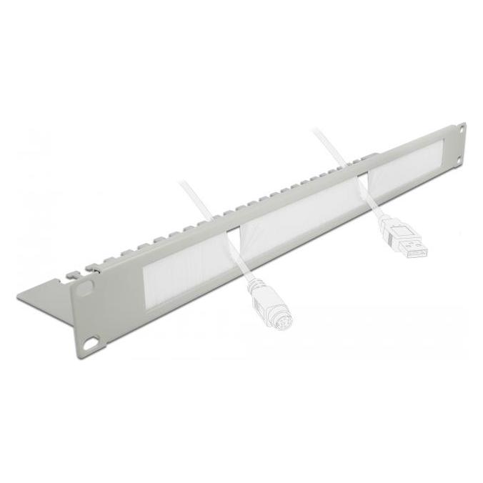 Delock 48,30cm (19") Kabelmanagement Bürstenleiste mit Kabelabfangplatte 1 HE grau (66538)