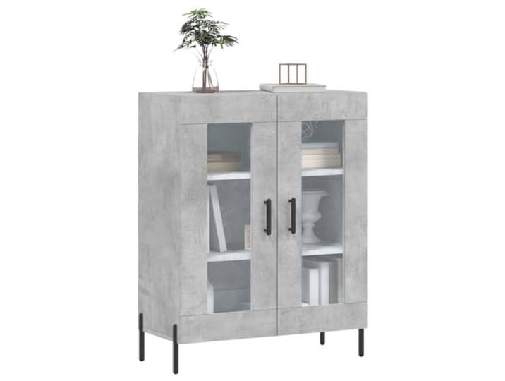 KTHLBRH Anrichte grau Beton 69,5 x 34 x 90 cm Holz mehrschichtig Großer Stauraum, Ausstellungsfläche, Eisenfüße, einfache Reinigung