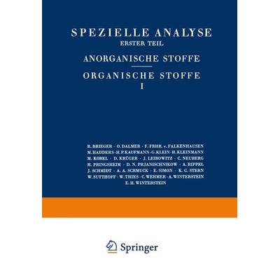 Spezielle Analyse, Taschenbuch von F. Frhr. v. Falkenhausen,R. Brieger,O. Dalmer,M. Hadders,H.P. Kaufmann, Springer Wien, 978-3-7091-5261-4