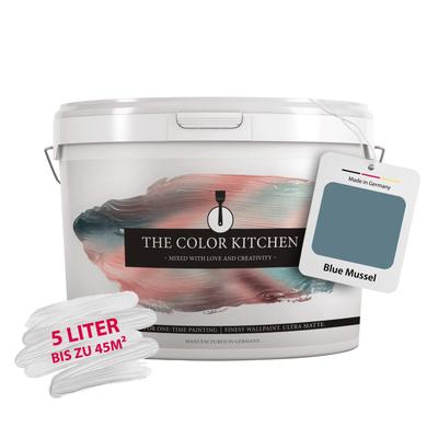 Wand- und Deckenfarbe A.S. CRÉATION "THE COLOR KITCHEN", blau (tck3011 blau mussel), 5 l 5ml, Farben, seidenmatt, für Wohnzimmer Schlafzimmer Flur Küche, Blautöne
