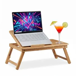 Relaxdays Höhenverstellbarer Laptoptisch Bambus Hellbraun