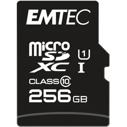 Emtec mSD 256GB UHS-I U1 EliteGold (256 GB, microSDXC, U1, UHS-I), Speicherkarte, Gold