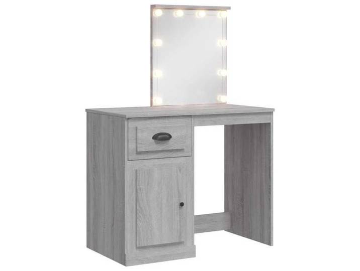 @FRENCH Table de Maquillage/chambre Coiffeuse avec lumières LED sonoma gris 90x42x132 5cm 2502213