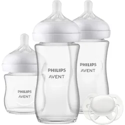 Philips Avent 4-tlg Babyflaschen-Set, Natural Response, Glas, ab Geburt, transparent