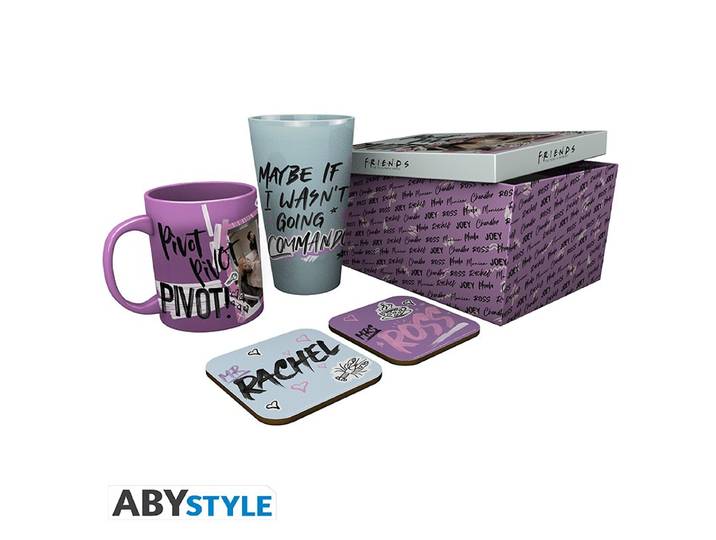 FRIENDS Coffret cadeau Verre + Mug + 2 Dessous de verre Gribouillages
