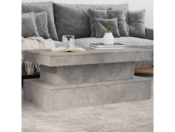Prix bas - Table basse avec lumières LED Table salon gris béton 90x50x40 cm （473436218781)