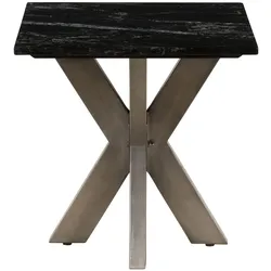 Couchtisch quadratisch 55x55x55 Marmor schwarz / Kreuzgestell Eisen Antik Grau BARCELONA #405