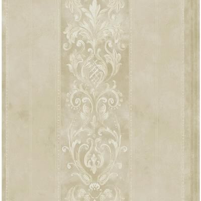 Seabrook Designs Capriana Scroll Stripe Unpasted Wallpaper