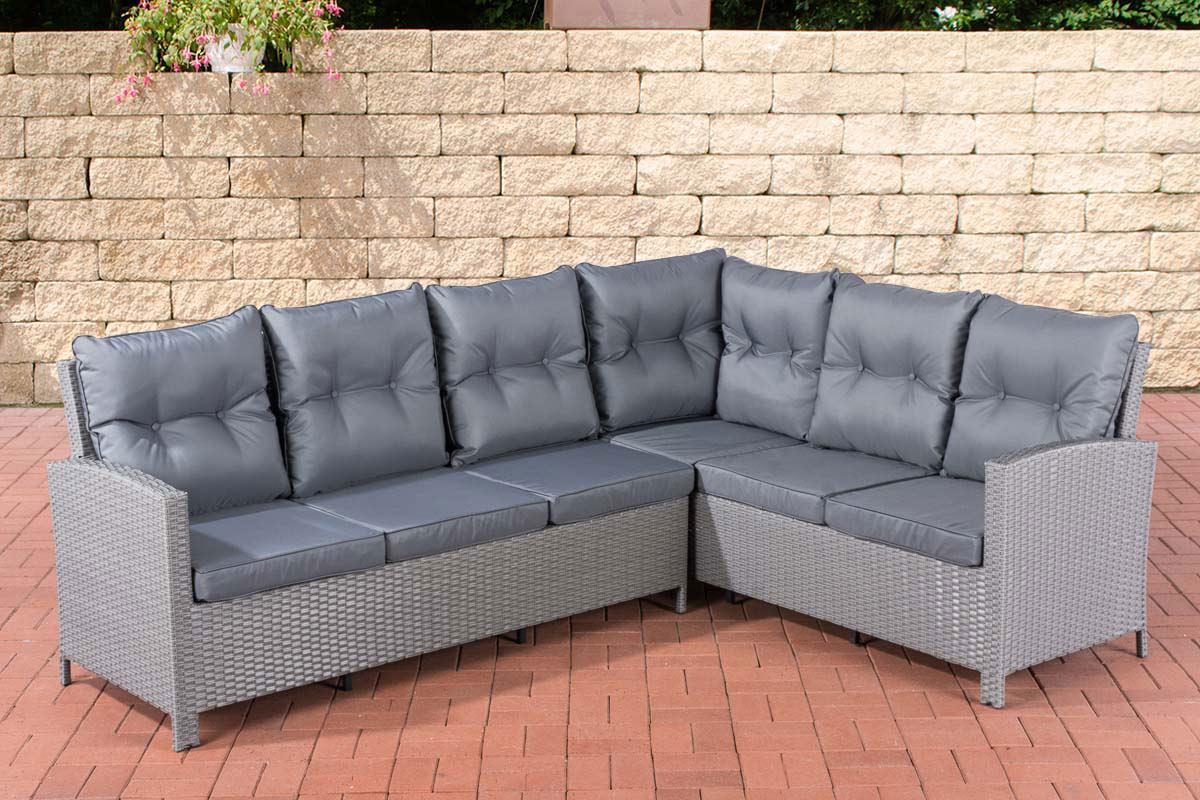 CLP Polyrattan L Garnitur Minari ohne Tisch grau Polsterfarbe Eisengrau