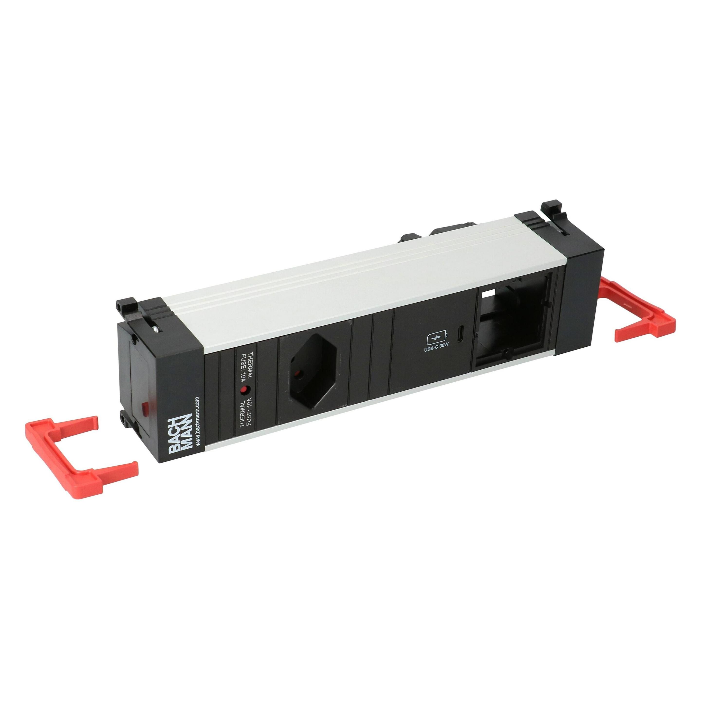 Bachmann Einbausteckerleiste POWER FRAME 1x T13, 1x USB-C, 1x Custom (1x, Typ 13, USB-A, USB-C) (916.513)