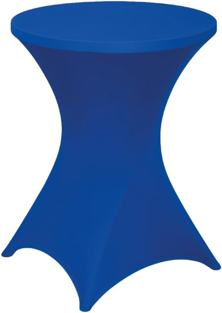 Blauwe extra stretch statafelhoes voor statafel, bartafel of partytafel voor binnen en buiten - ∅80-74 x 110 cm