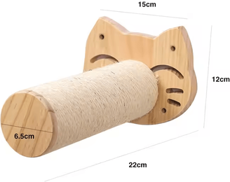 Uplift Curations Wall Mounted Cat Climbing Shelves Wooden Cat Tree With Scratcher Rope Ladder And Sleeping Platform cat Face1