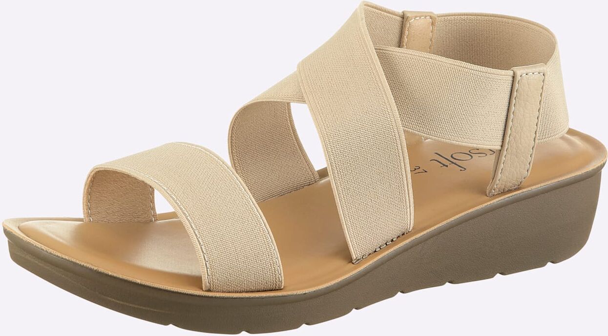 Sandalette CASUAL LOOKS, Damen, Gr. 36, beige (vanille), Textil, Schuhe Sandalette vanille 36