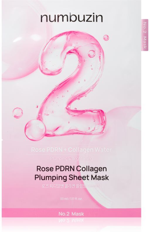 Numbuzin No. 2 Rose PDRN Collagen Plumping Sheet Mask moisturising face sheet mask with a brightening effect 5 pc