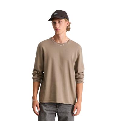 Strickpullover MARC O'POLO DENIM, Herren, Gr. M, beige (cold taupe), Obermaterial: 100% Baumwolle, unifarben, normal, Rundhals, Rollkante, Pullover Strickpullover, aus Organic Cotton