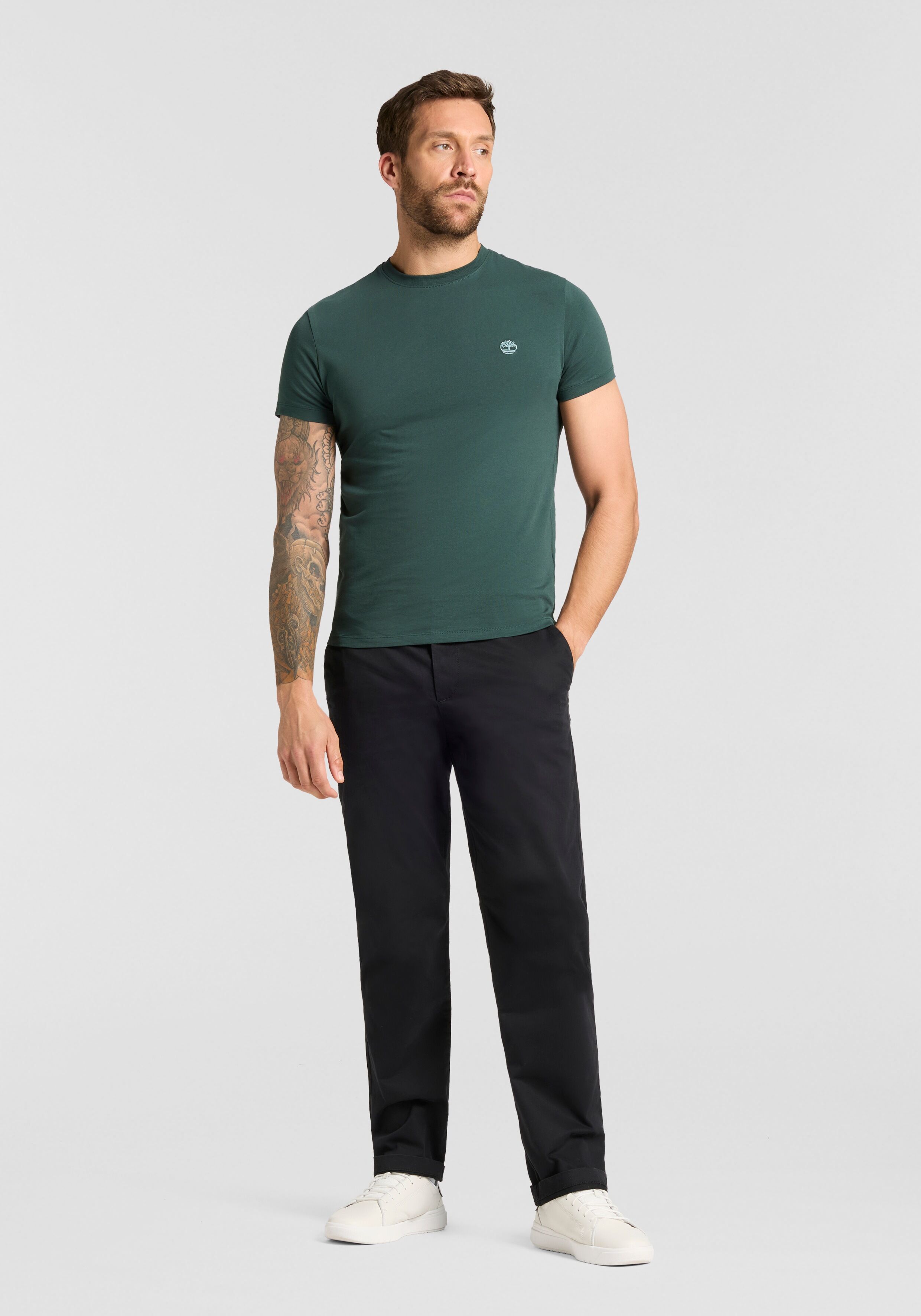 T-Shirt TIMBERLAND "DUNSTAN RIVER Short Sleeve Tee", Herren, Gr. 3XL, grün (grün gables), Single Jersey, Obermaterial: 100% Baumwolle, Rundhals, Shirts T-Shirt, mit Logostickerei, aus Baumwolle grün gables 3XL