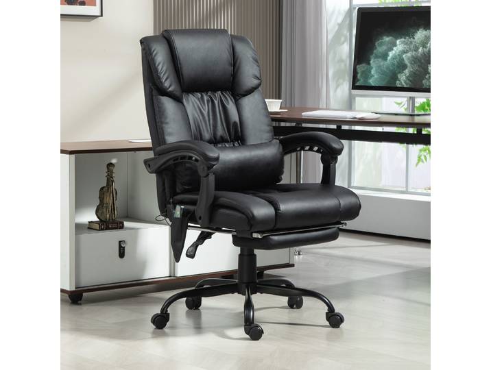 Vinsetto Fauteuil Bureau Ergonomique Massage Repose-Pieds Noir
