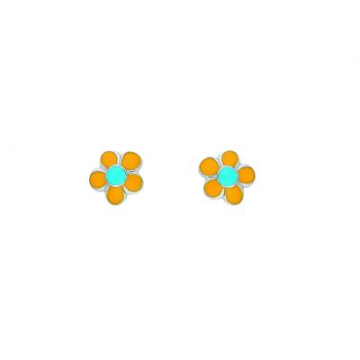 Paar Ohrhänger ADELIA´S "Blüte - gelb Ohrstecker Ohrringe 925 Silber", orange (silber), Ohrringe, Damen, Damen, Silber 925 (Sterlingsilber), Silberohrringe Blüte - gelb