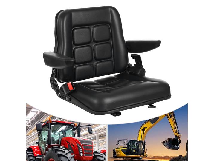  Siège de chariot élévateur, siège de tracteur avec ceinture de sécurité, dossier et accoudoir réglables, conducteurs de position d'installation, facile à nettoyer