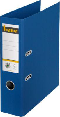 Ordner Bene No.1, A4, Rückenbreite 80 mm, Hebelmechanik, Griffloch & geklebtes Rückenschild, Pappe, blau