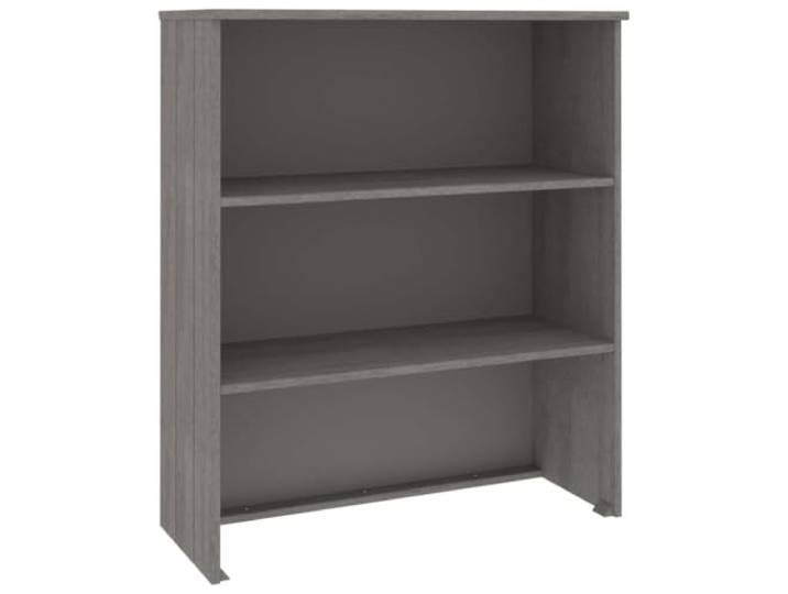 Fisinber Highboard-Aufsatz HAMAR Hellgrau 85x35x100 cm Kiefernholz MDF Praktischer Schrankaufsatz mit 2 Böden für Wohnzimmer und Essbereich, hellgraues Regal zum Erweitern von Sideboards.