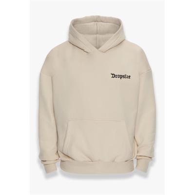 Kapuzensweatshirt DROPSIZE "Dropsize HEAVY OVERSIZE EMBO HOODIE", Herren, Gr. L, beige (coconutmilk), 70% Baumwolle, 30% Polyester, Rundhals, Sweatshirts