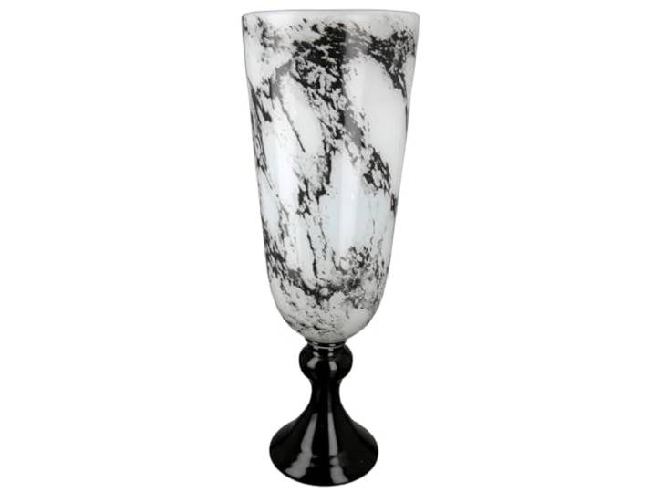GILDE Vase décoratif Coupe sur Pied - Vase en Verre Aspect marbre - Décoration élégante pour Salon - Cadeau d'anniversaire - Couleurs : Noir et Blanc - Hauteur : 42 cm