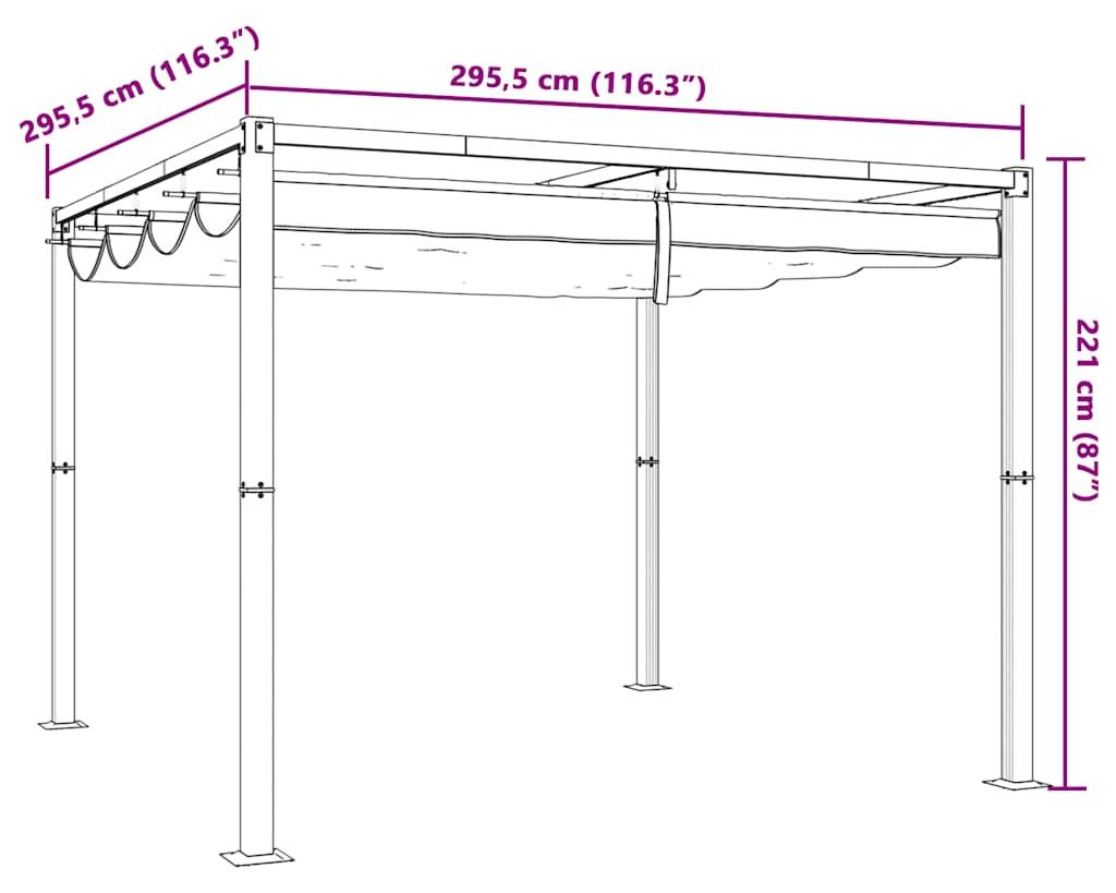 vidaXL Gartenpavillon mit Ausziehbarem Dach Taupe 3x3 m Stahl