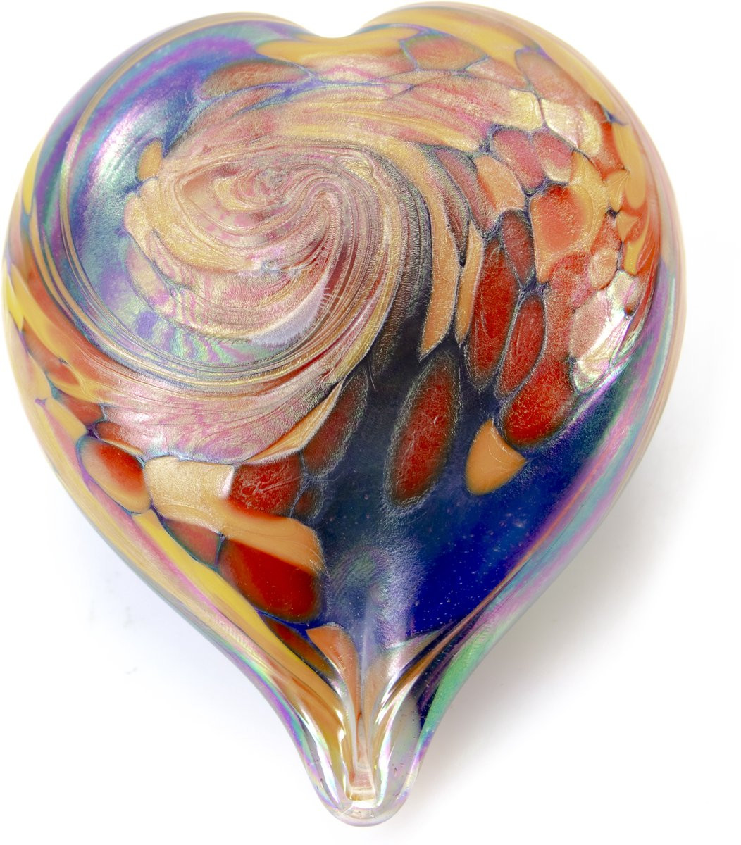 Loranto Mini Urn Hart - Blauw - Glasurn voor volwassenen