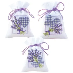Geschenk- und Kräutersäckchen "Lavendelherzen", 3er-Set