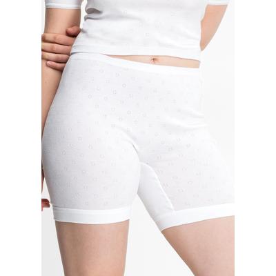 Lange Unterhose SPEIDEL "Nina", Damen, Gr. 52, Jacquard, weiß, Jacquard, 100% Baumwolle, gemustert, unifarben, körpernah, Unterhosen Lange Unterhose, mittellang, bequem, elastisch, Baumwolle