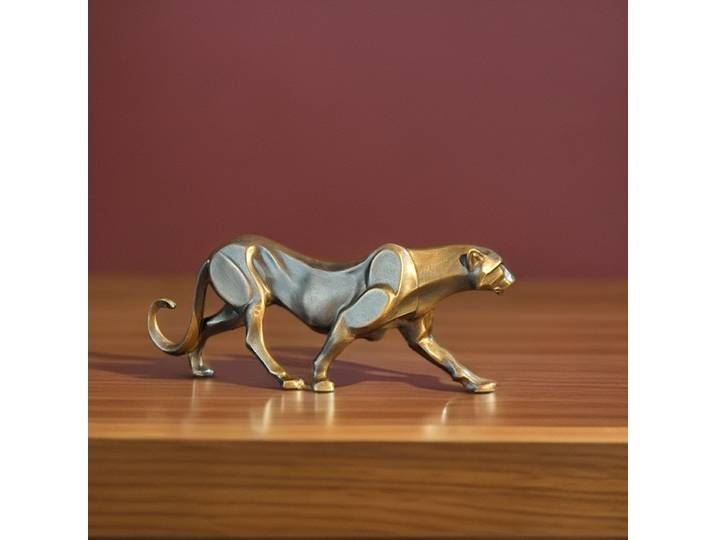 Ornement léopard en cuivre 24,5X4X9,5cm, décoration en laiton, socle non inclus