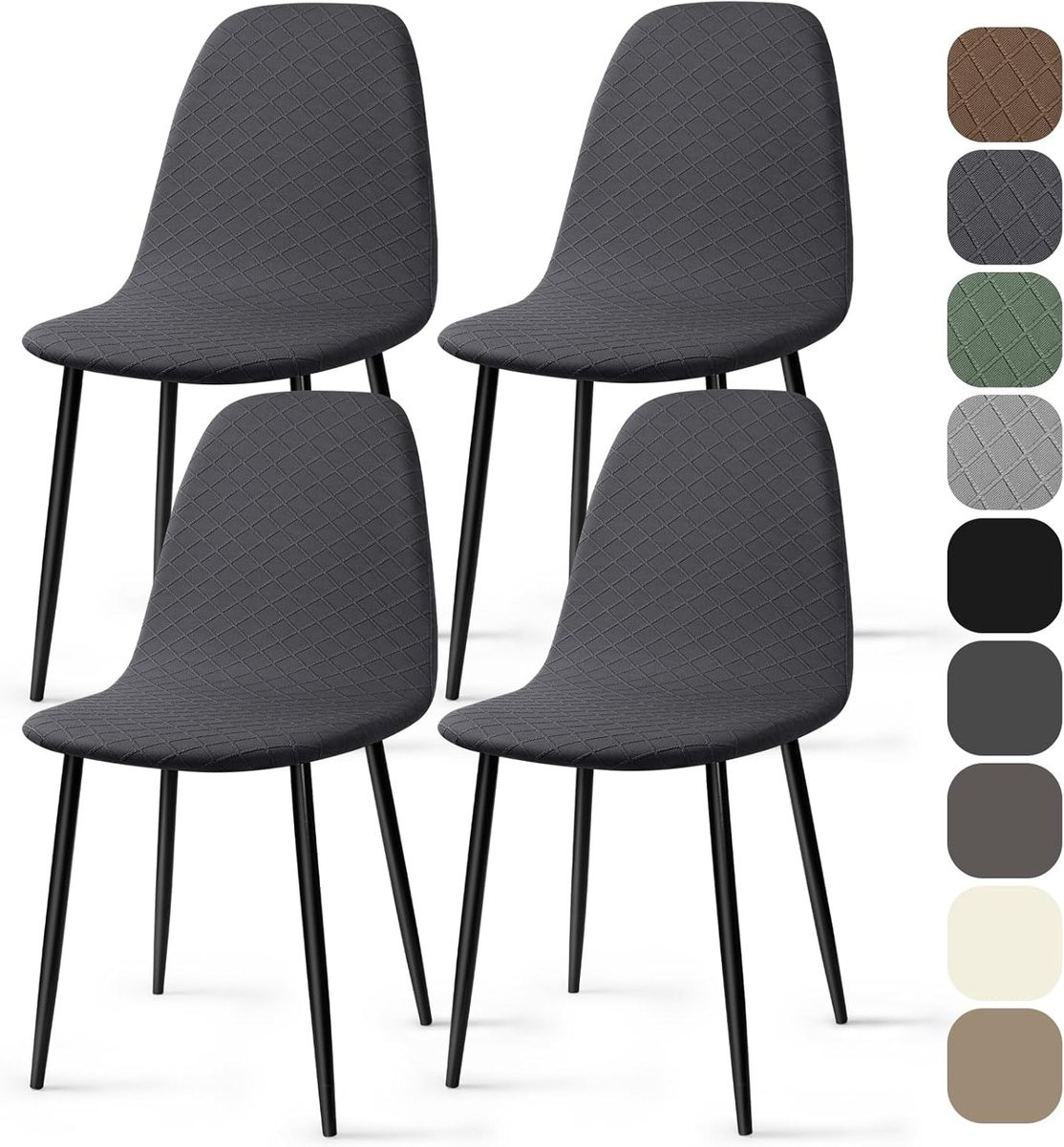 SnelShoppen Stretch Stoelhoezen 4 Stuks - Jacquard Universele Elastische Armloze Stoelhoezen - Afneembaar en Wasbaar
